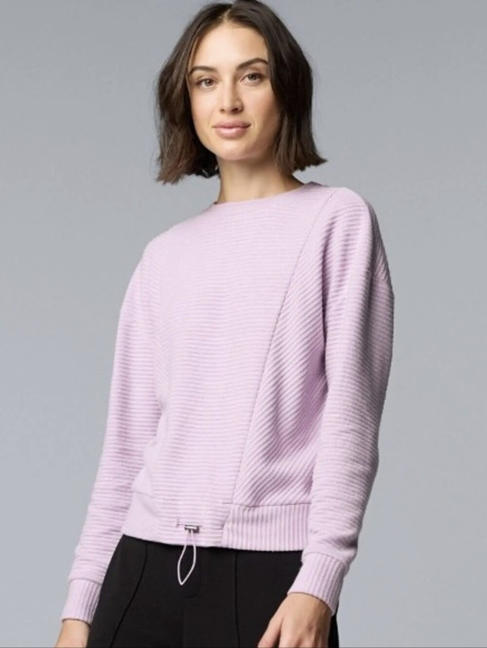 Simply Vera Vera Wang Light Lilac Waffle Crewneck Sweater Sz S   NWT